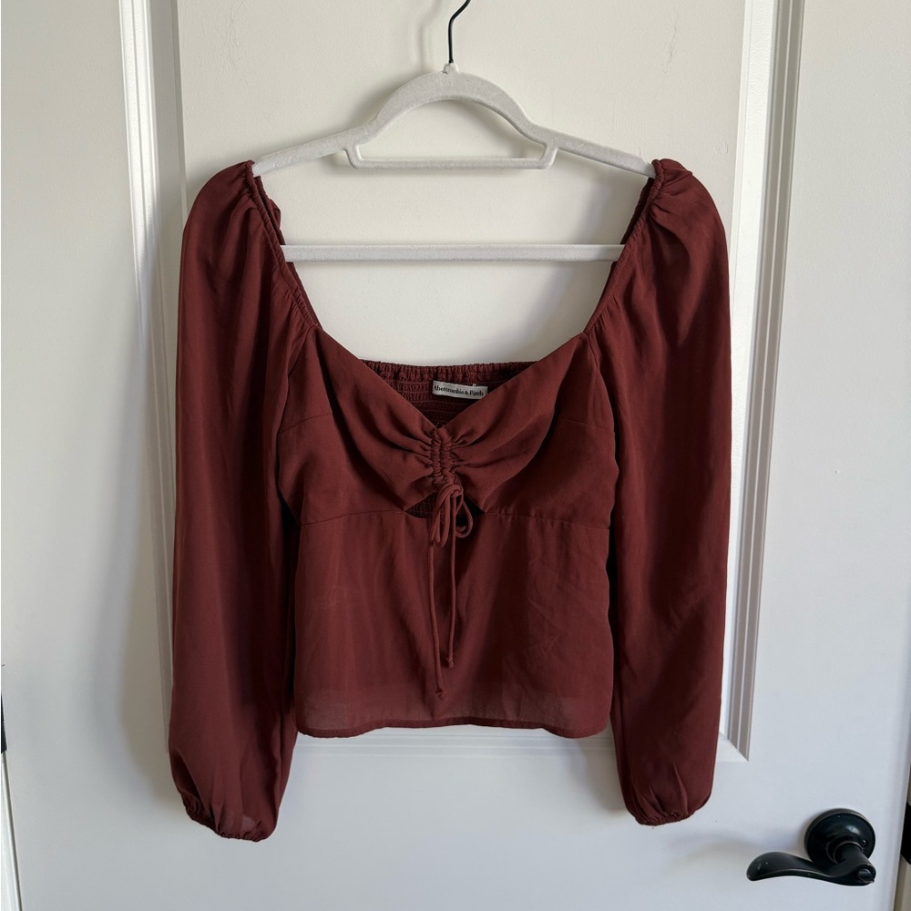 Abercrombie & Fitch brown blouse with tie detail Size S